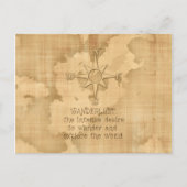 「ワンダラスト…」 旅行引用文オンヴィンテージ紙 ポストカード (正面)