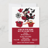 ワンダリングウィッチハロウィーンスパイダーウェブ子供の誕生日 招待状 (正面)