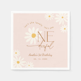 ワンダーなデイジーの1歳の誕生日 スタンダードカクテルナプキン