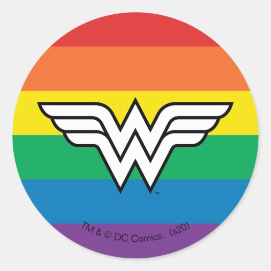 ワンダーウーマン レインボーロゴ ラウンドシール (正面)
