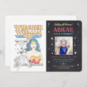 ワンダーウーマン 黒板風写真 誕生日 招待状 (正面/裏面)