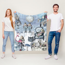 ワンダーエレガントランド・シルバーの青い氷のアリス フリースブランケット