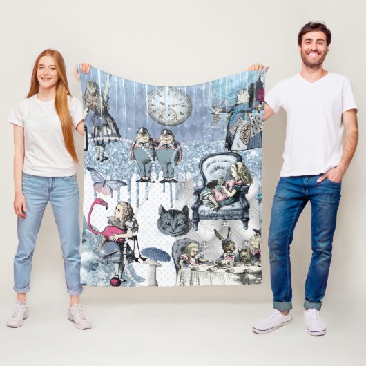 ワンダーエレガントランド・シルバーの青い氷のアリス フリースブランケット (インサイチュ)