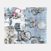 ワンダーエレガントランド・シルバーの青い氷のアリス フリースブランケット (正面(横))