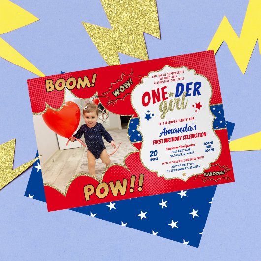 ワンダーガール 誕生日写真 招待状