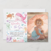 ワンダーザシーカワイイ海動物誕生日写真 招待状 (正面)