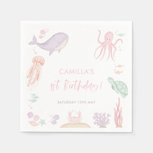 ワンダーザシーガールズ1stバースデーナプキンス スタンダードカクテルナプキン (正面)