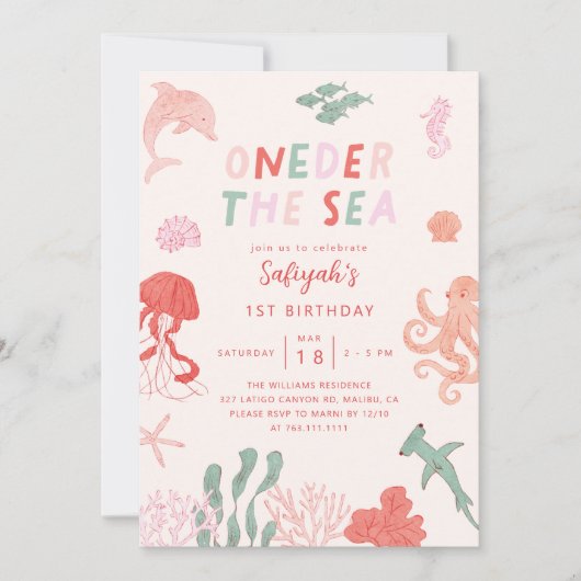 ワンダーザシーガール1st誕生日パーティー 招待状 (正面)