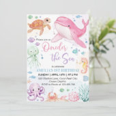 ワンダーザシーキュート海動物誕生日 招待状 (スタンド正面)