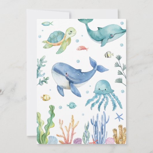 ワンダーザシーキュート海動物誕生日 招待状 (裏面)
