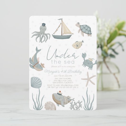 ワンダーザシークリージャーブルーボーイ誕生日 招待状 (スタンド正面)