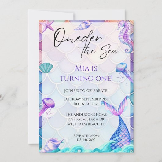 ワンダーザシーセントマーメイド誕生日招待状 招待状 (正面)