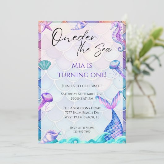 ワンダーザシーセントマーメイド誕生日招待状 招待状 (スタンド正面)