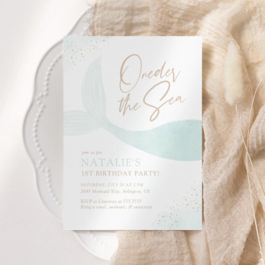 ワンダーザシーターコイズマーメイドガール誕生日 招待状