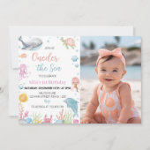ワンダーザシーパステル誕生日フォト招待状 招待状 (正面)