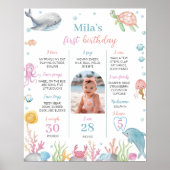 ワンダーザシーパステル誕生日マイルストーンサイン ポスター (正面)