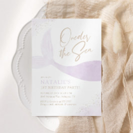 ワンダーザシーパープルマーメイドガールバースデーパーティー 招待状