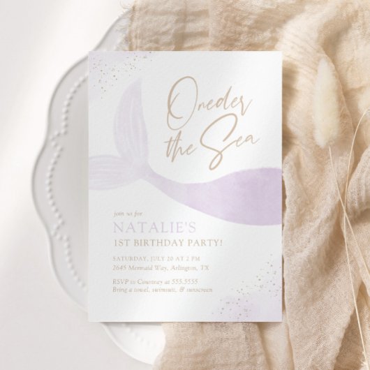 ワンダーザシーパープルマーメイドガールバースデーパーティー 招待状