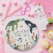 ワンダーザシーファースト誕生日テーブルデコール ペーパープレート (パーティー)