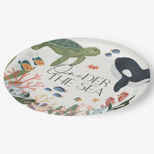 ワンダーザシーファースト誕生日テーブルデコール ペーパープレート (アングル)