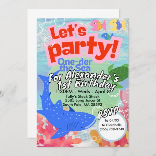 ワンダーザシーファースト誕生日招待状 招待状 (正面/裏面)