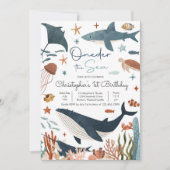 ワンダーザシーホエールシャーク海の生活1st誕生日 招待状 (正面)