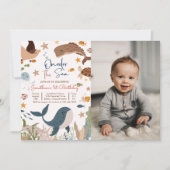 ワンダーザシーホエールシャーク海の生活1st誕生日 招待状 (正面)