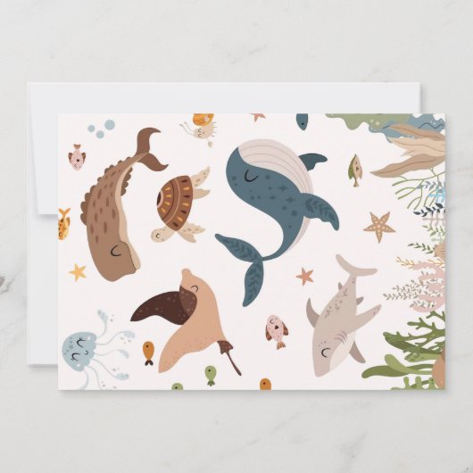 ワンダーザシーホエールシャーク海の生活1st誕生日 招待状 (裏面)