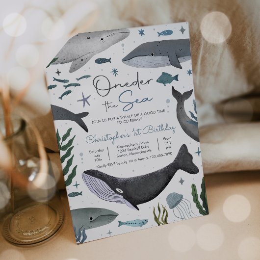 ワンダーザシーホエールファーストバースデーパーティー 招待状