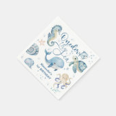 ワンダーザシーボーイ1st誕生日かわいいブルー海 スタンダードカクテルナプキン (角)