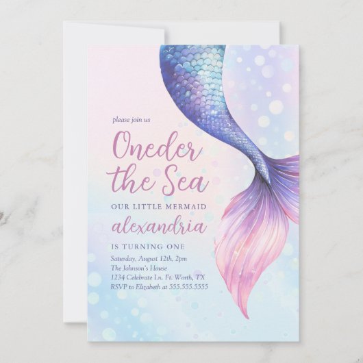 ワンダーザシーマーメイドファースト誕生日 招待状 (正面)