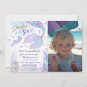 ワンダーザシーマーメイドフォト誕生日招待状 招待状 (正面)