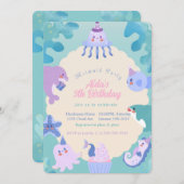 ワンダーザシーマーメイド誕生日招待状 招待状 (正面/裏面)