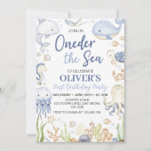 ワンダーザシー海アニマルズボーイ誕生日 招待状 (正面)