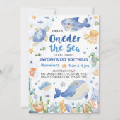 ワンダーザシー海アニマルズボーイ誕生日 招待状 (正面)