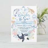 ワンダーザシー海動物子供の誕生日 招待状 (スタンド正面)