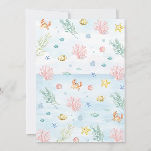 ワンダーザシー海動物子供の誕生日 招待状 (裏面)