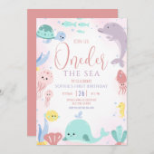 ワンダーザシー1stバースデーガールカワイイ海 招待状 (正面/裏面)