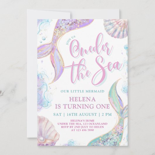 ワンダーザシー1stバースデーガール招待状 招待状 (正面)