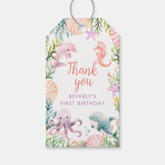 ワンダーザシー1st誕生日ガール ギフトタグ (正面)