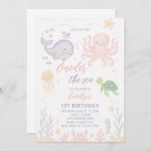 ワンダーザシー1st誕生日招待状 招待状 (正面/裏面)