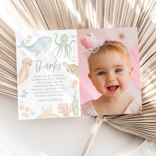ワンダーザシー1st誕生日海サンキューカード 招待状