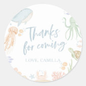 ワンダーザシー1st誕生日海動物 ラウンドシール (正面)