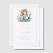 "ワンダーザシー"ベルムマーメイド最初の誕生日 ベラム紙招待状 (オフセット)