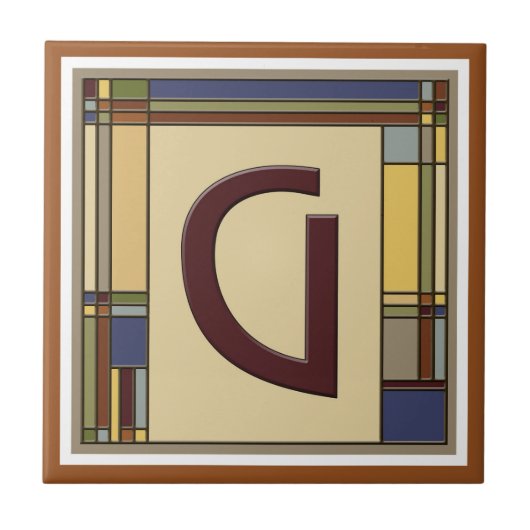 ワンダートアーツ&クラフツジオメトリックイニシャルG タイル (正面)