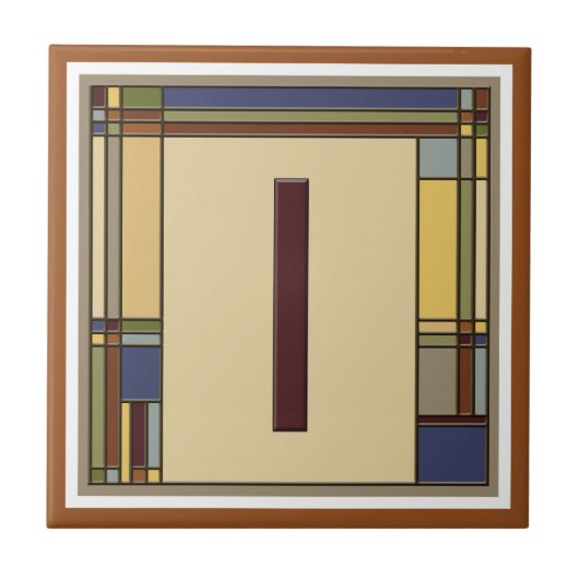 ワンダートアーツ&クラフツジオメトリックイニシャルI タイル (正面)