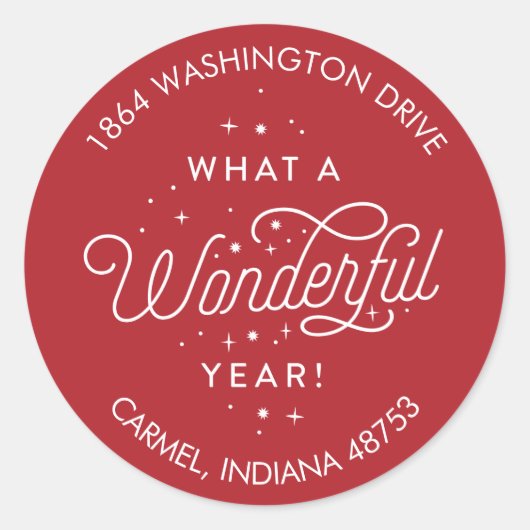 ワンダートイヤーロングホリデイ差出人住所ラベル ラウンドシール (正面)