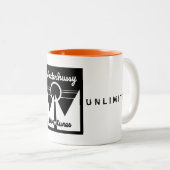 ワンダーハッシアドベンチャーB&Wスポットライトのロゴ ツートーンマグカップ (正面右)