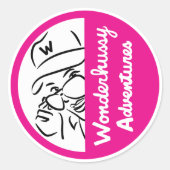 ワンダーハッシーの冒険ピンク&ホワイトのぞきーっと ラウンドシール (正面)