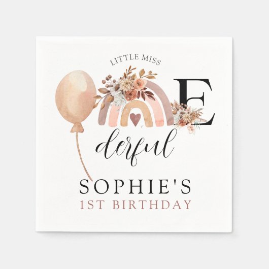 ワンダーフルレインボーガールズ誕生日招待状 スタンダードカクテルナプキン (正面)